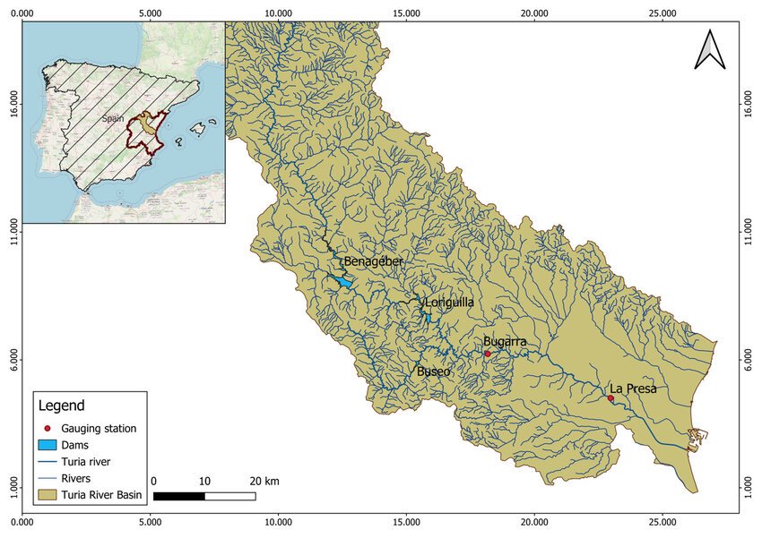 Location of the Turia River Basin eastern Spain