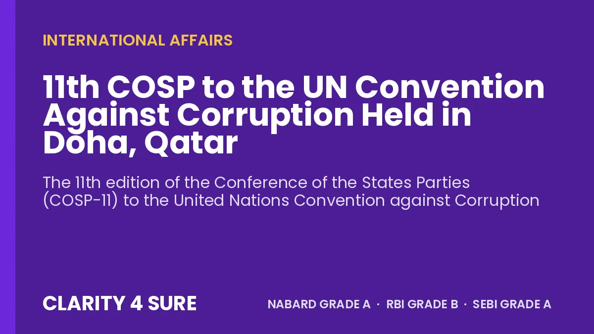 11th COSP to the UN Convention Against Corruption Held in Doha, Qatar