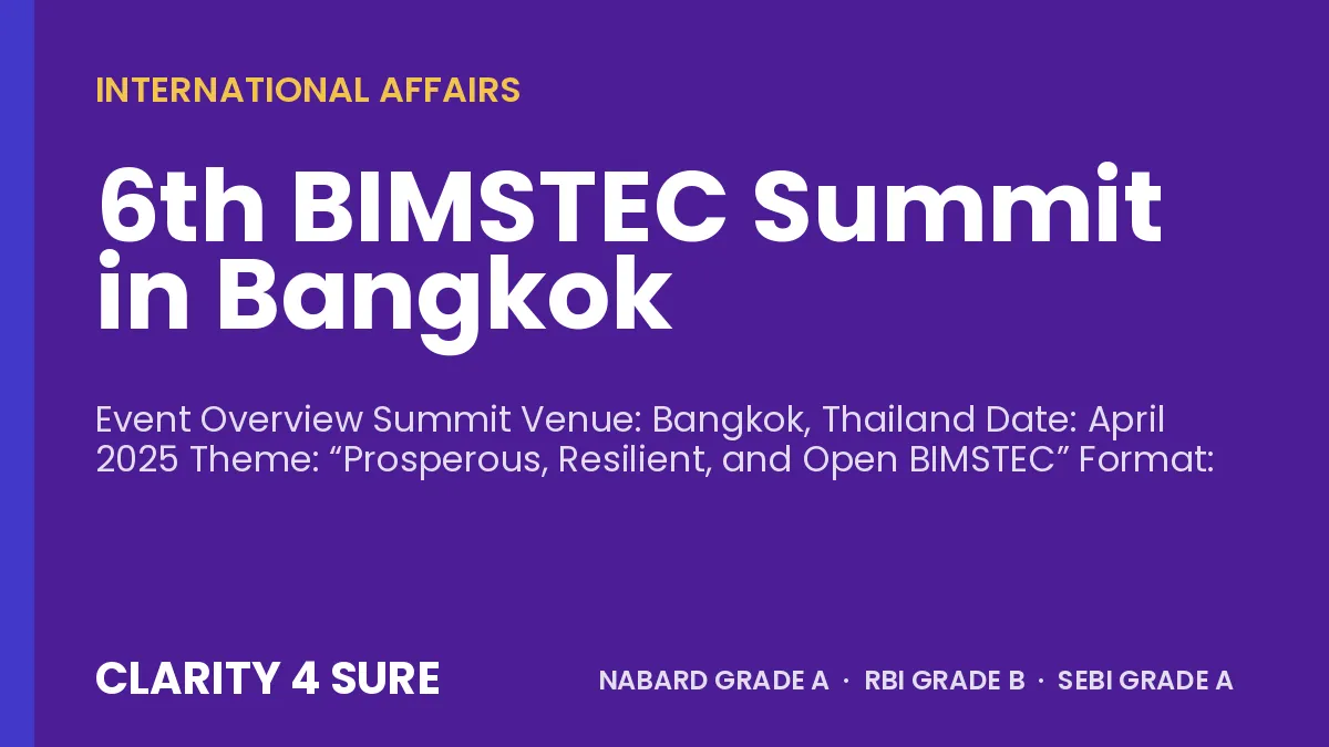6th BIMSTEC Summit in Bangkok