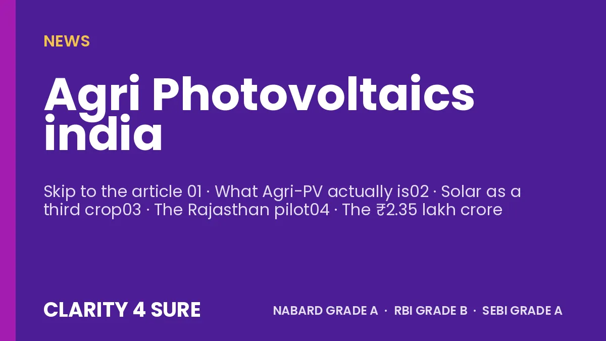 Agri Photovoltaics india