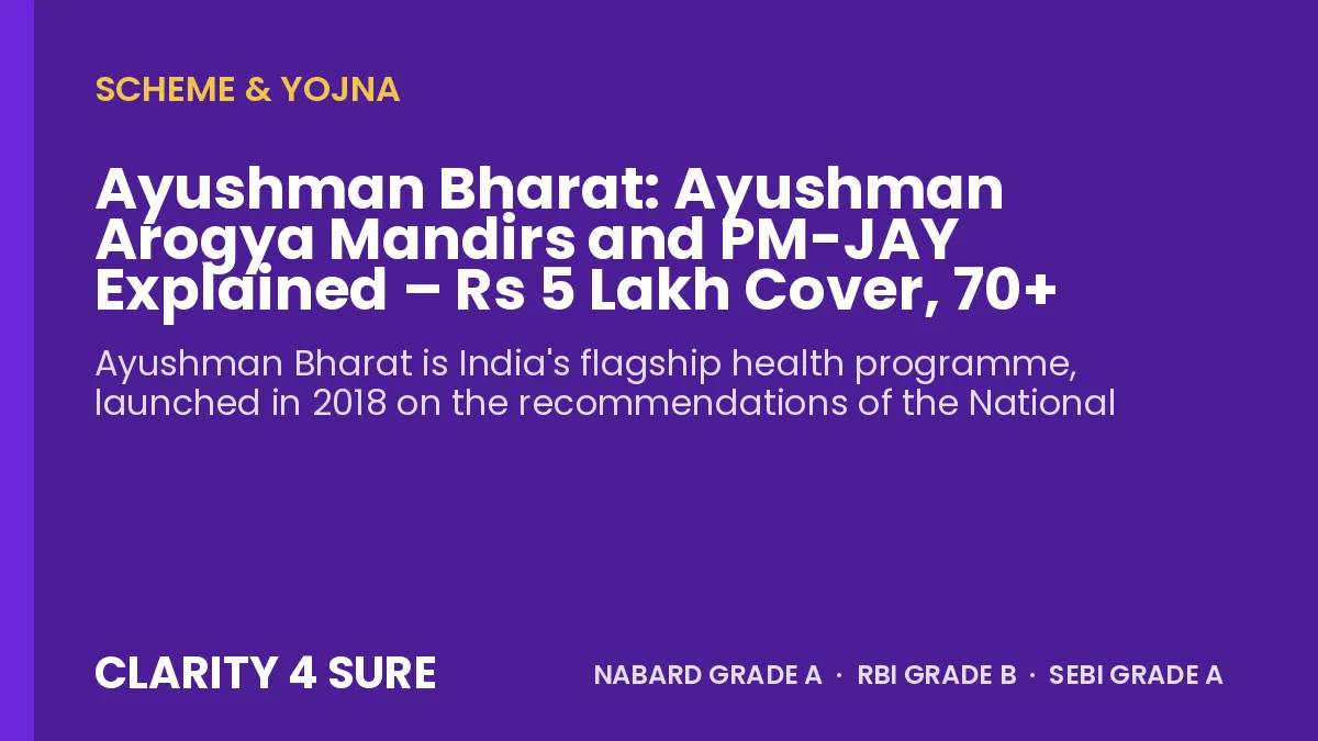 Ayushman Bharat: Ayushman Arogya Mandirs and PM-JAY Explained – Rs 5 Lakh Cover, 70+ Senior Citizens, Achievements and Facts