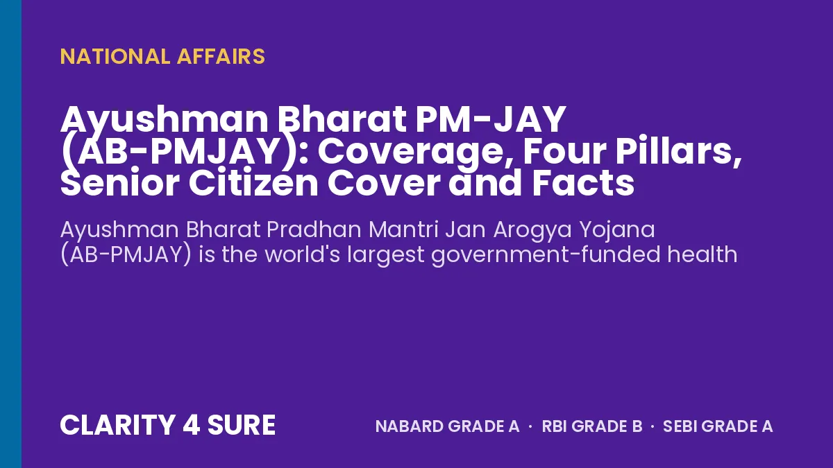 Ayushman Bharat PM-JAY (AB-PMJAY): Coverage, Four Pillars, Senior Citizen Cover and Facts