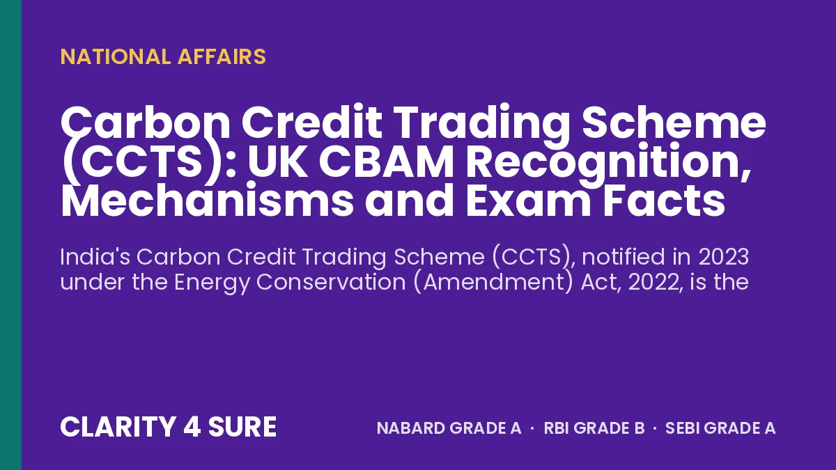 Carbon Credit Trading Scheme (CCTS): UK CBAM Recognition, Mechanisms and Exam Facts