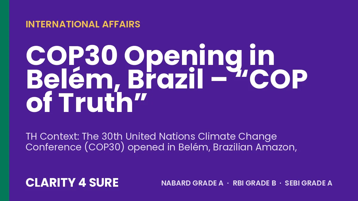 COP30 Opening in Belém, Brazil – “COP of Truth”