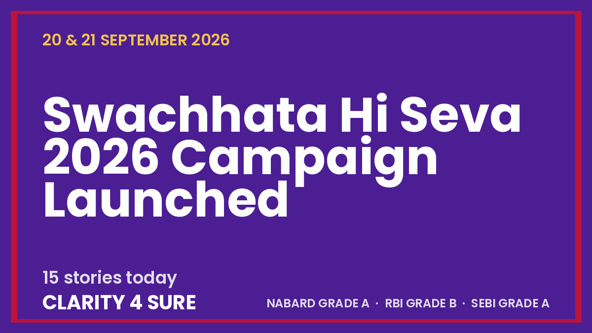 Daily Current Affairs (DCA) 20&21 September, 2026