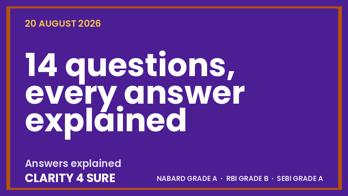 Daily current affairs quiz for 20 August 2026 - for NABARD Grade A, RBI Grade B and SEBI Grade A aspirants.