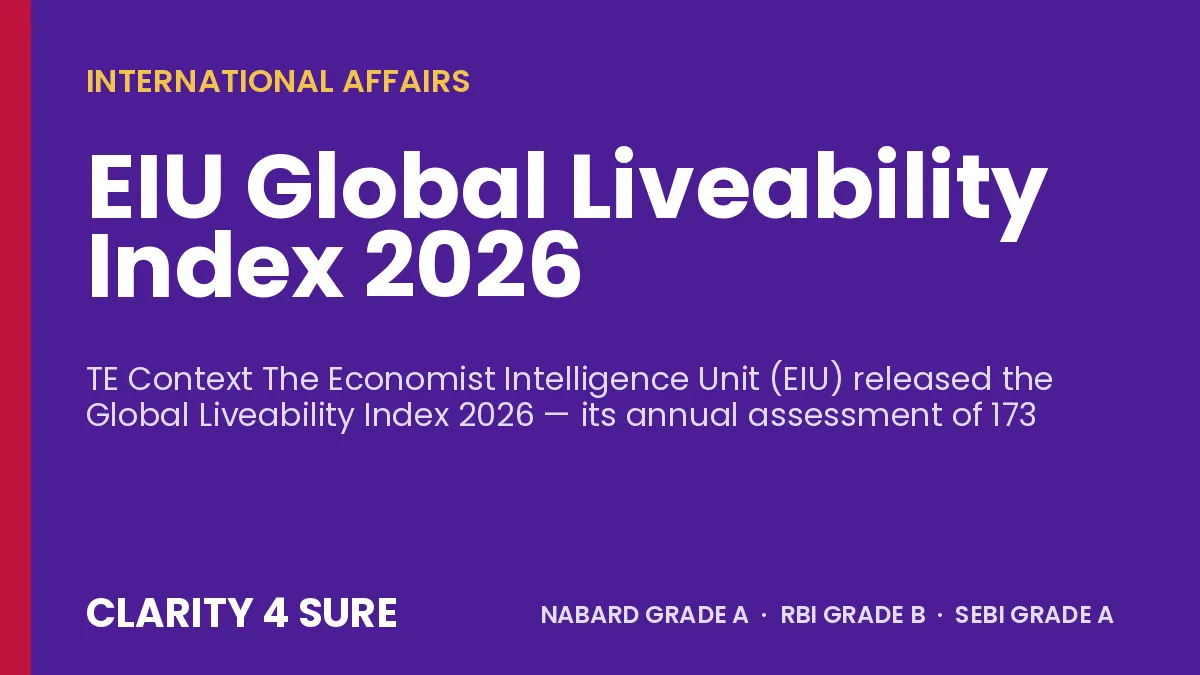 EIU Global Liveability Index 2026