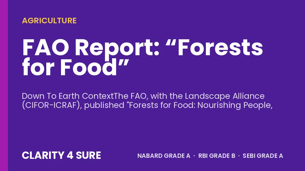 FAO Report: “Forests for Food”