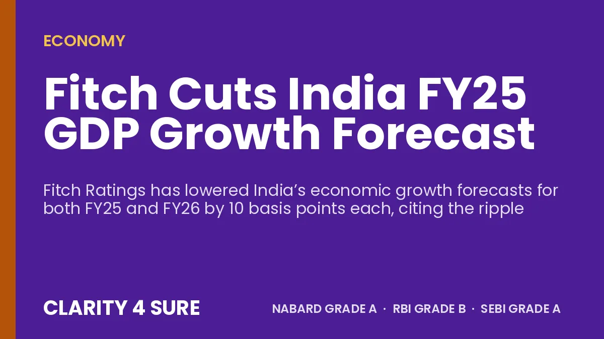 Fitch Cuts India FY25 GDP Growth Forecast
