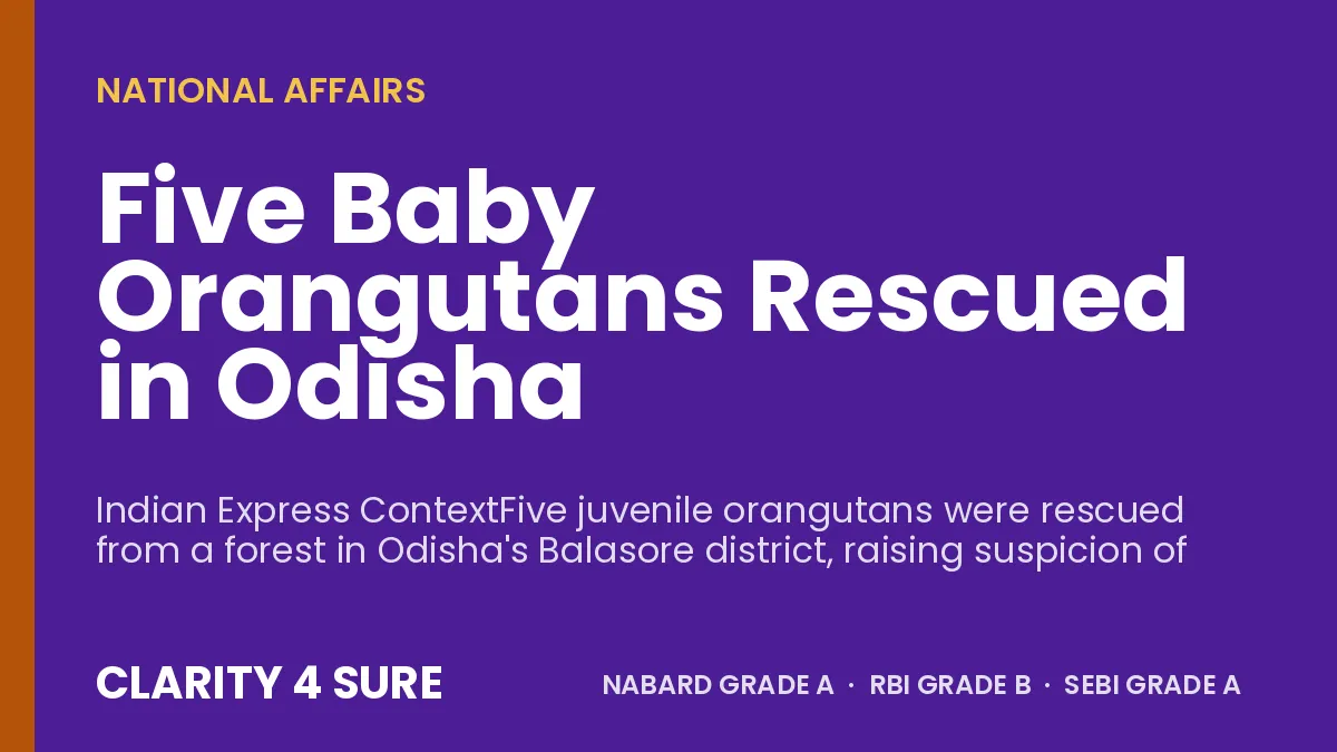 Five Baby Orangutans Rescued in Odisha