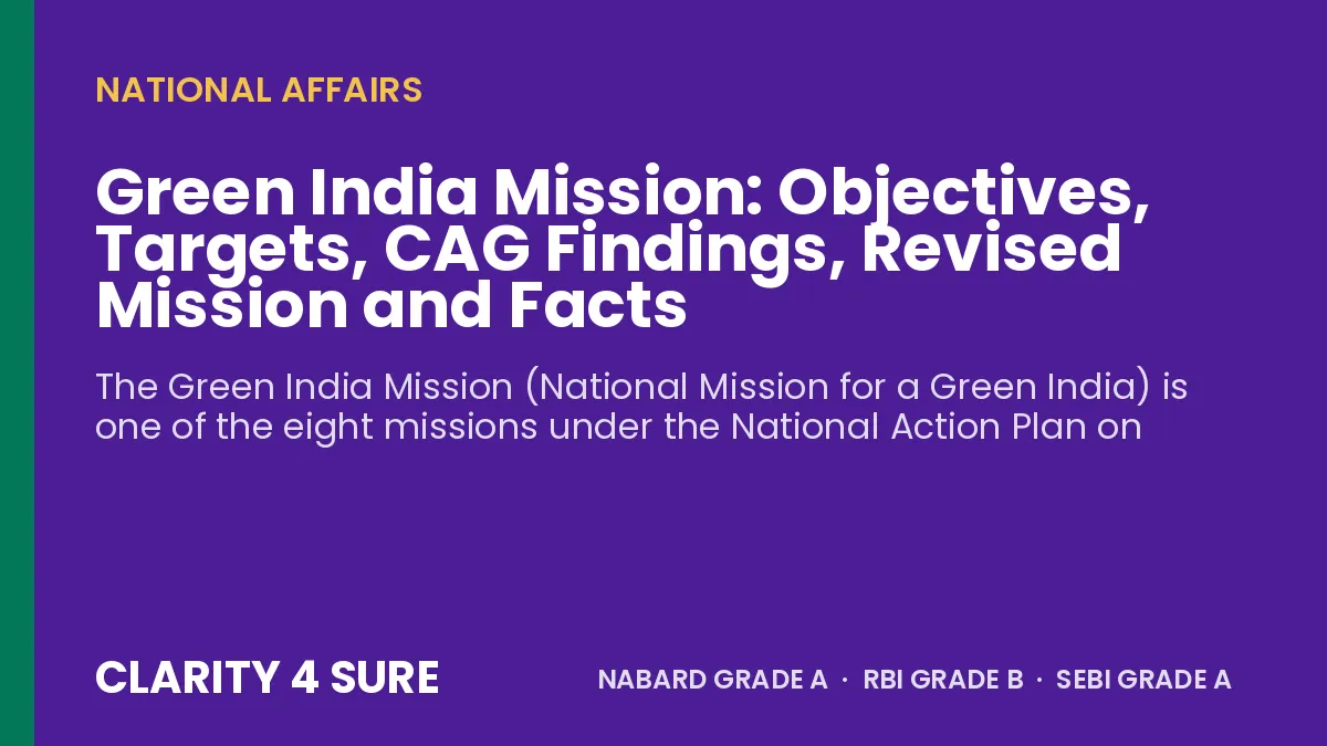 Green India Mission: Objectives, Targets, CAG Findings, Revised Mission and Facts