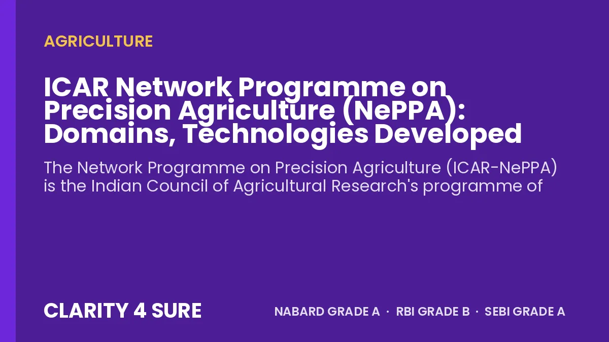 ICAR Network Programme on Precision Agriculture (NePPA): Domains, Technologies Developed and Facts