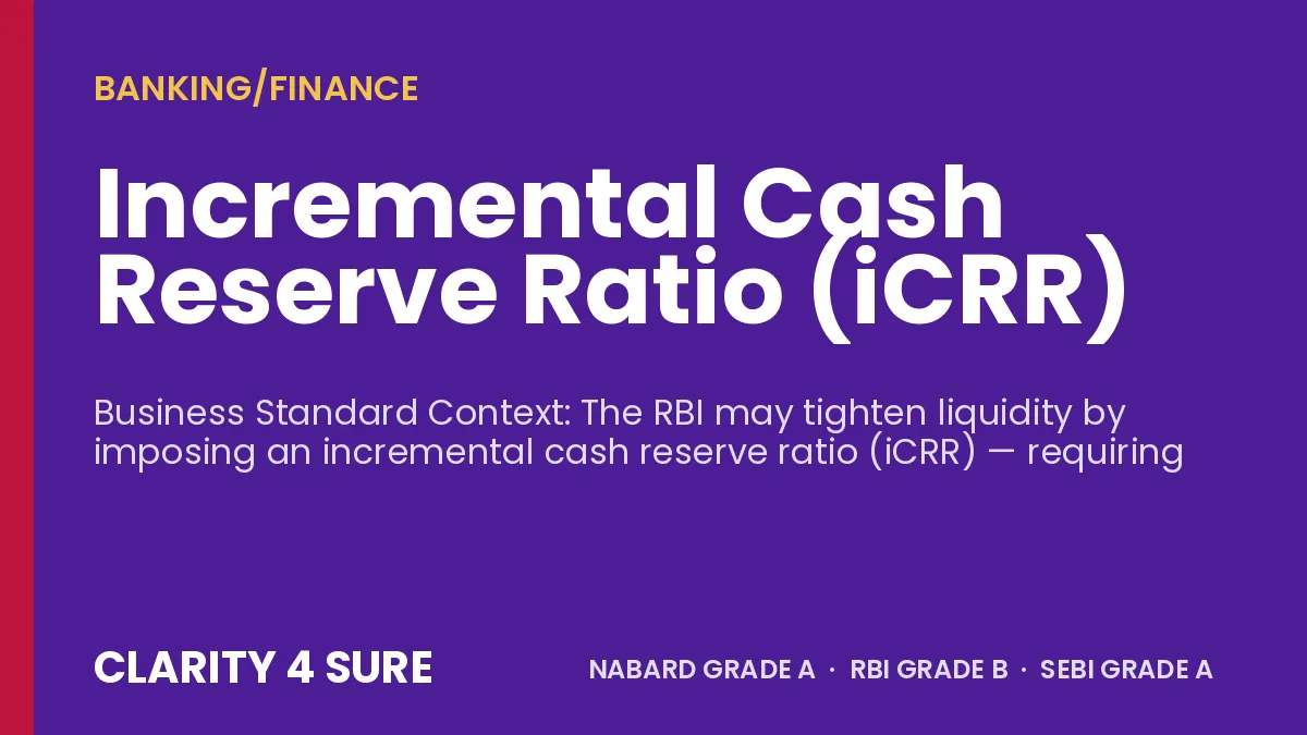 Incremental Cash Reserve Ratio (iCRR)
