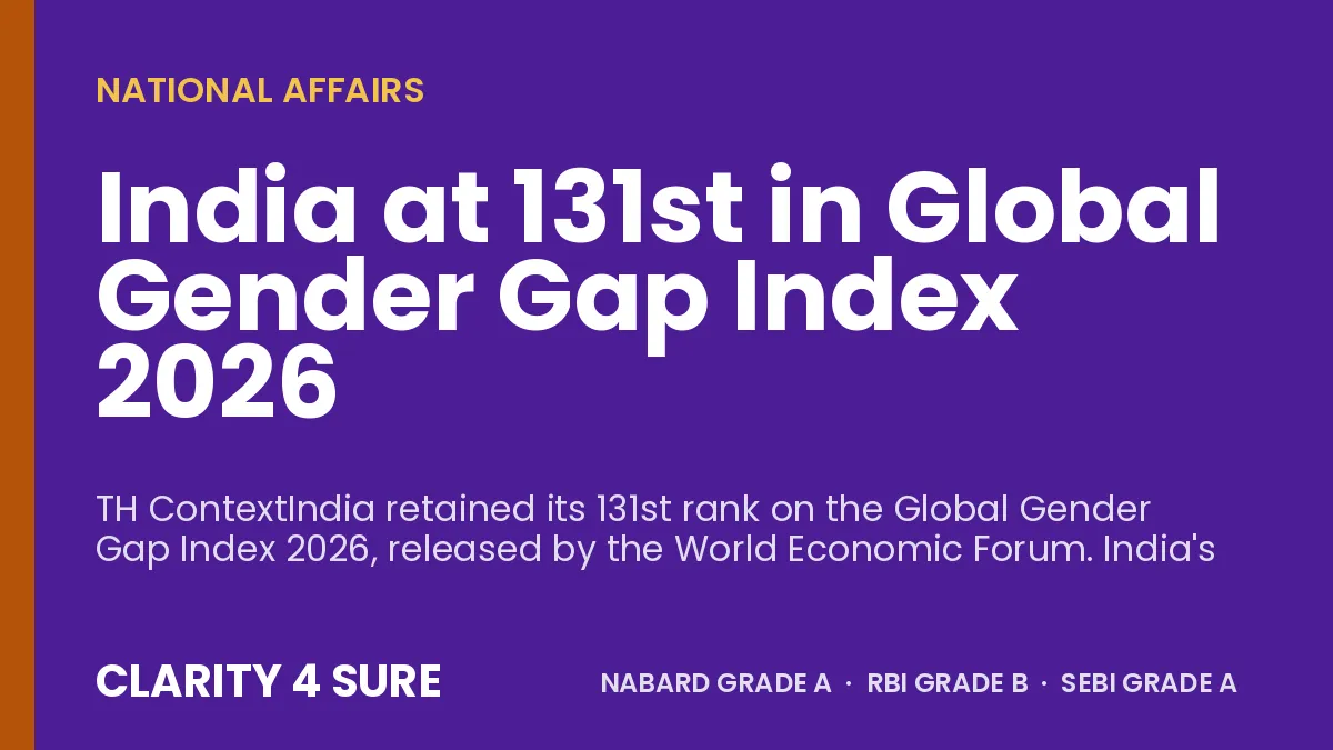 India at 131st in Global Gender Gap Index 2026