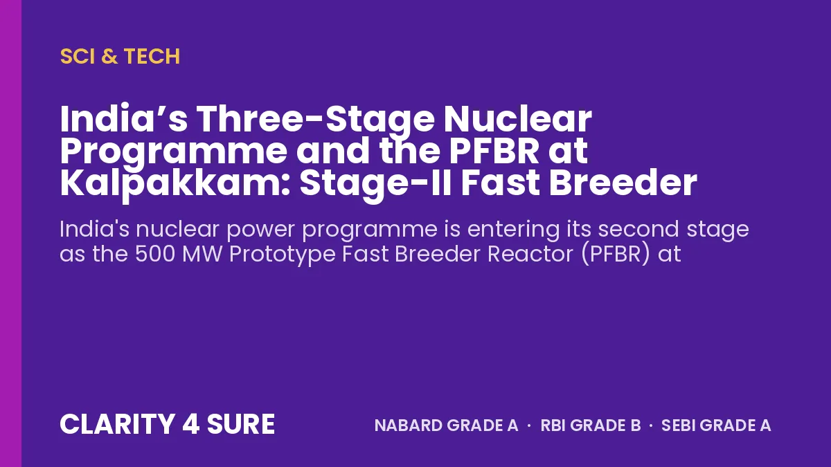 India’s Three-Stage Nuclear Programme and the PFBR at Kalpakkam: Stage-II Fast Breeder Reactor, Capacity Targets and Facts