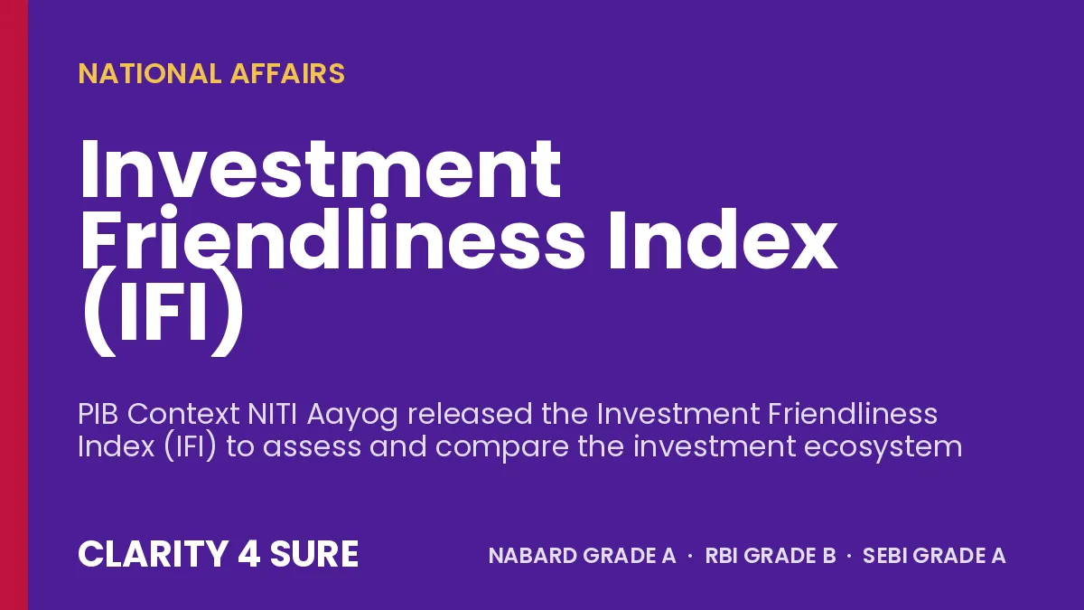 Investment Friendliness Index (IFI)