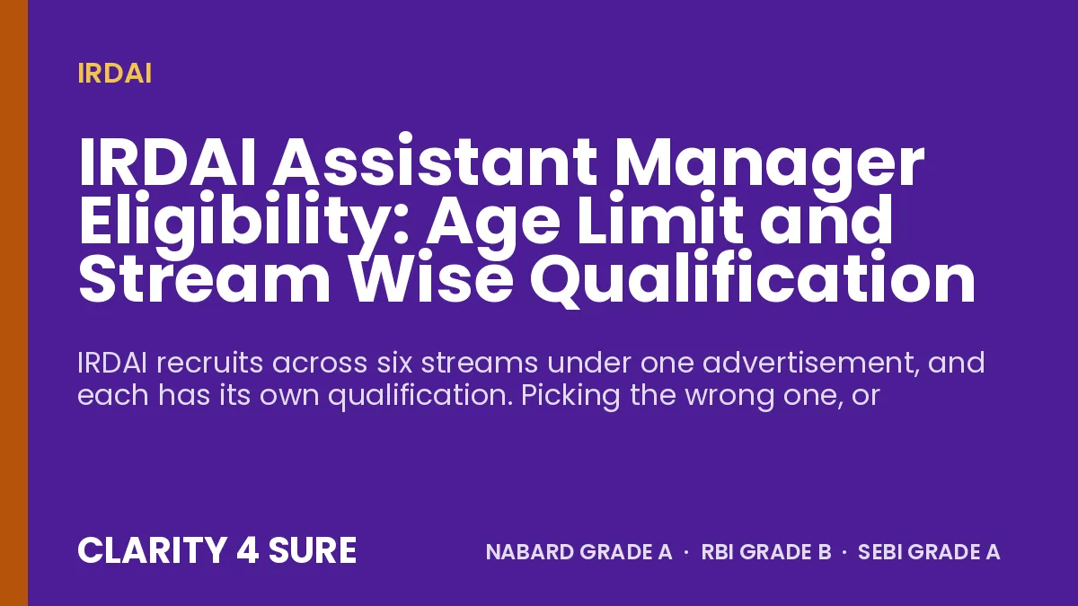 IRDAI Assistant Manager Eligibility: Age Limit and Stream Wise Qualification