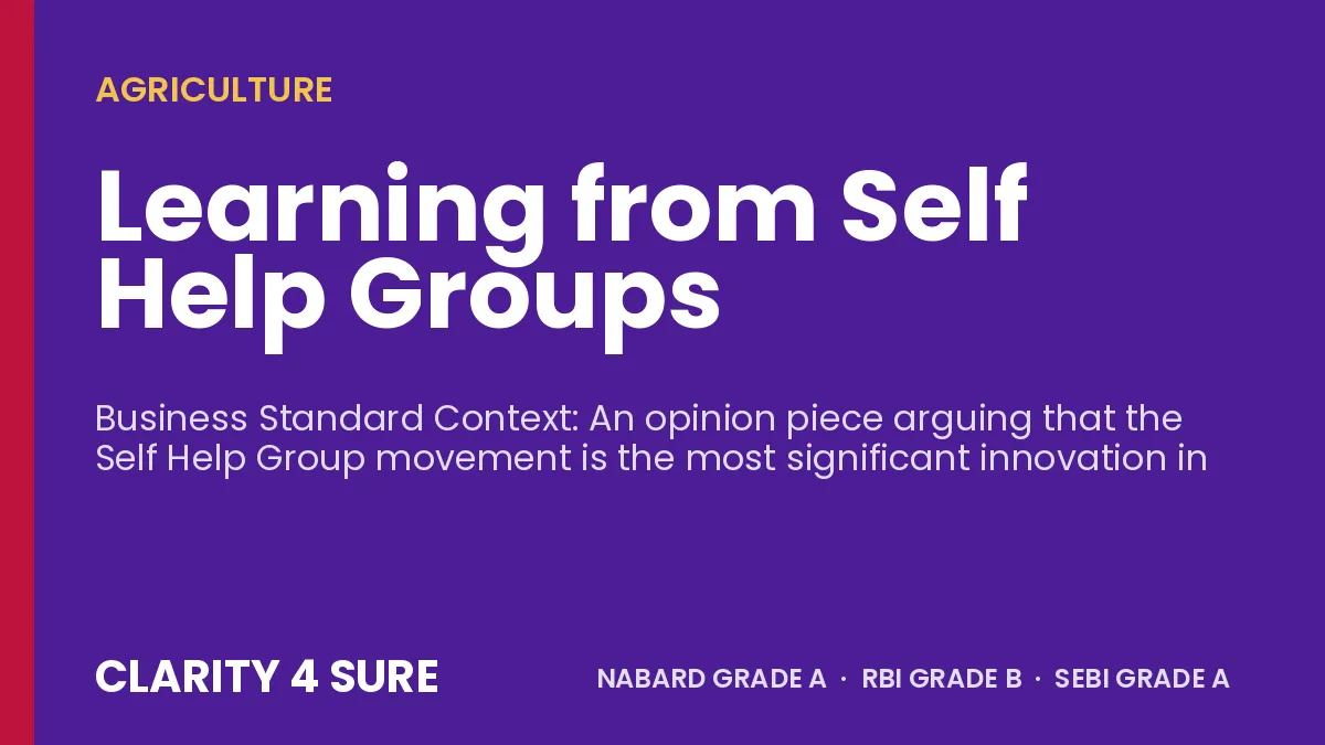 Learning from Self Help Groups