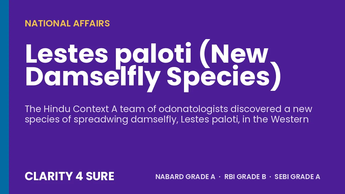 Lestes paloti (New Damselfly Species)