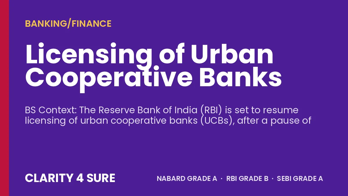 Licensing of Urban Cooperative Banks