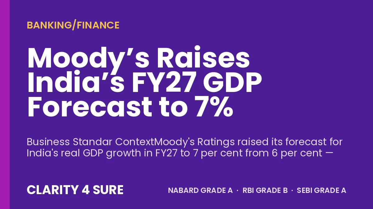 Moody’s Raises India’s FY27 GDP Forecast to 7%