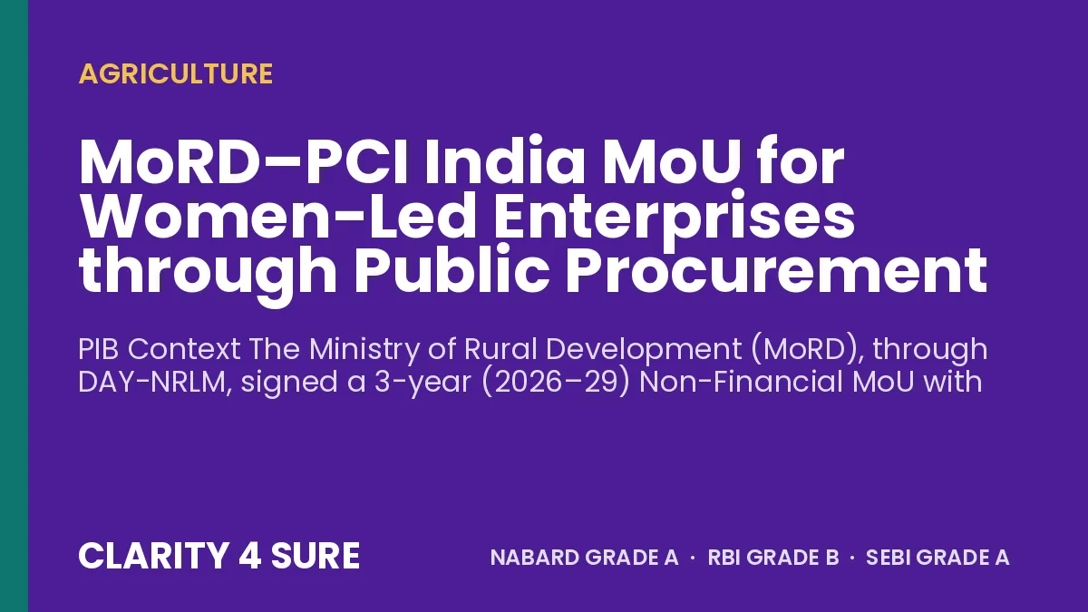 MoRD–PCI India MoU for Women-Led Enterprises through Public Procurement