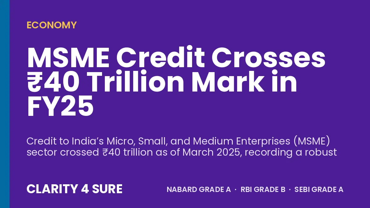 MSME Credit Crosses ₹40 Trillion Mark in FY25