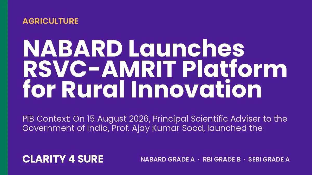 NABARD Launches RSVC-AMRIT Platform for Rural Innovation