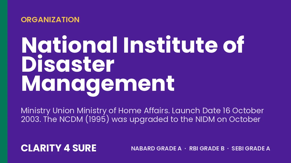 National Institute of Disaster Management
