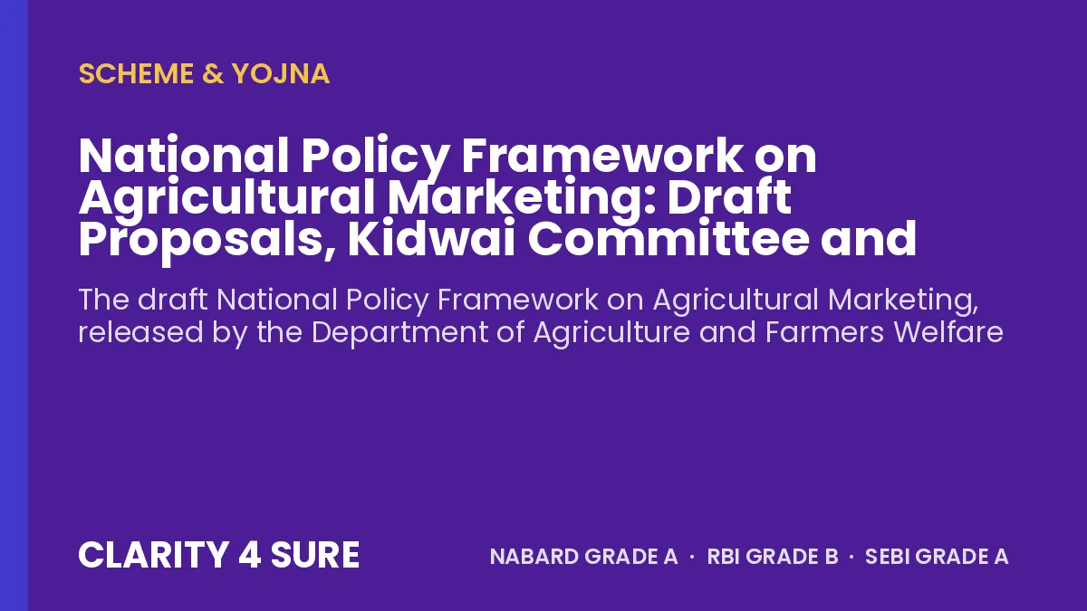 National Policy Framework on Agricultural Marketing: Draft Proposals, Kidwai Committee and Facts