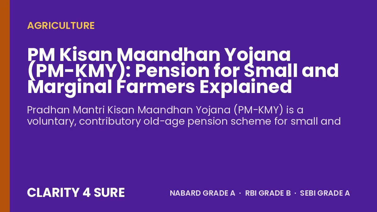 PM Kisan Maandhan Yojana (PM-KMY): Pension for Small and Marginal Farmers Explained