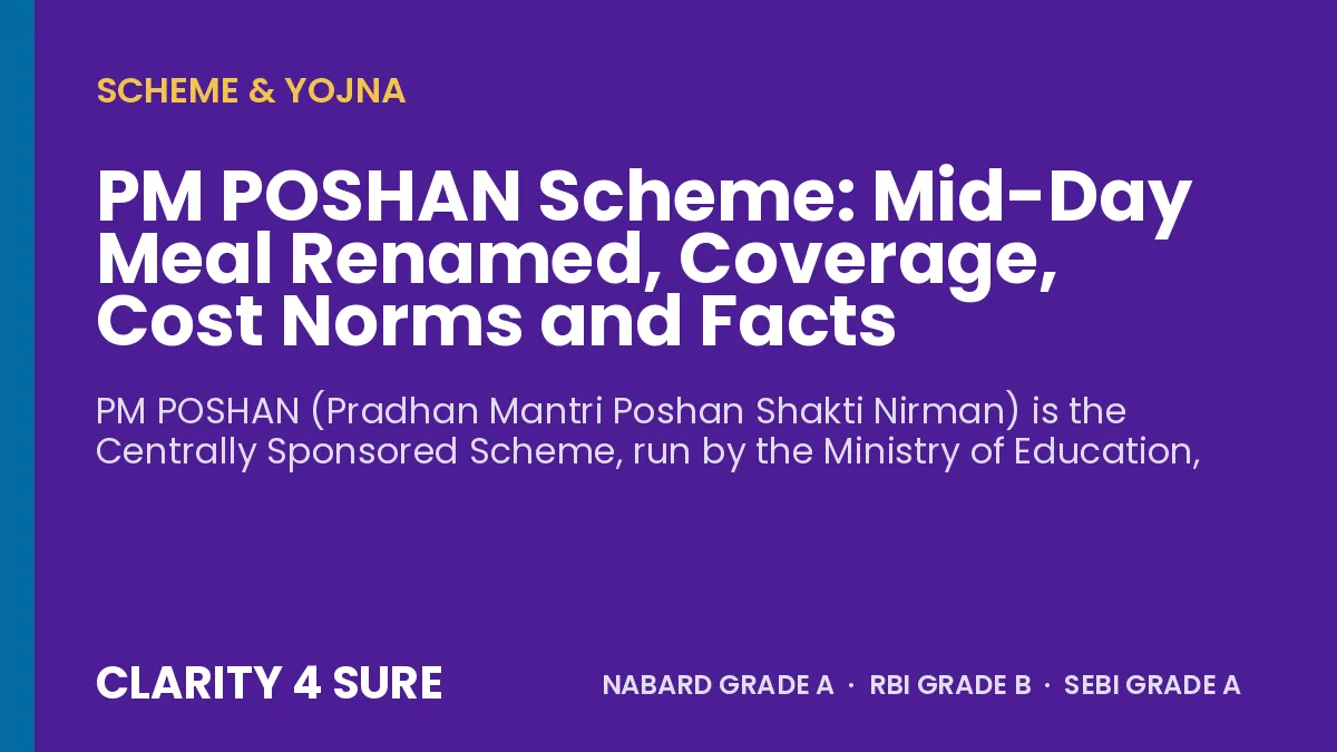 PM POSHAN Scheme: Mid-Day Meal Renamed, Coverage, Cost Norms and Facts