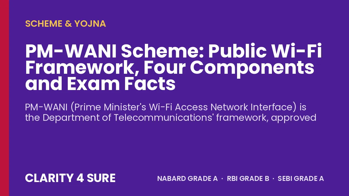 PM-WANI Scheme: Public Wi-Fi Framework, Four Components and Exam Facts