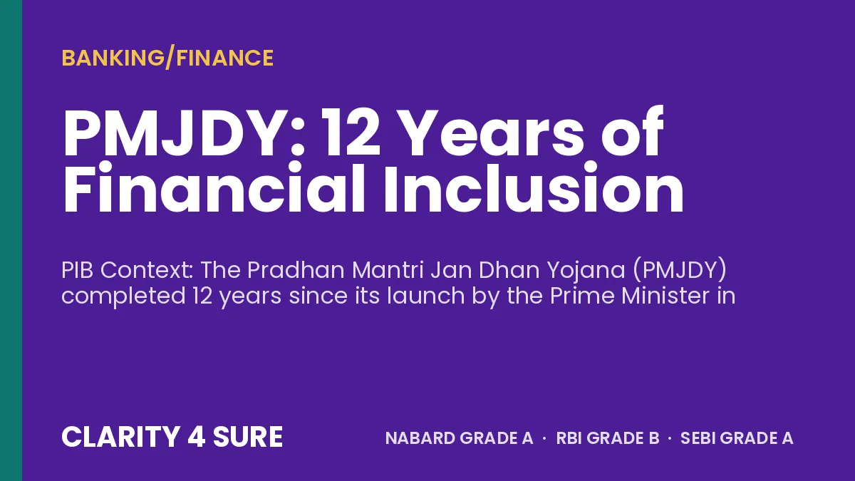 PMJDY: 12 Years of Financial Inclusion