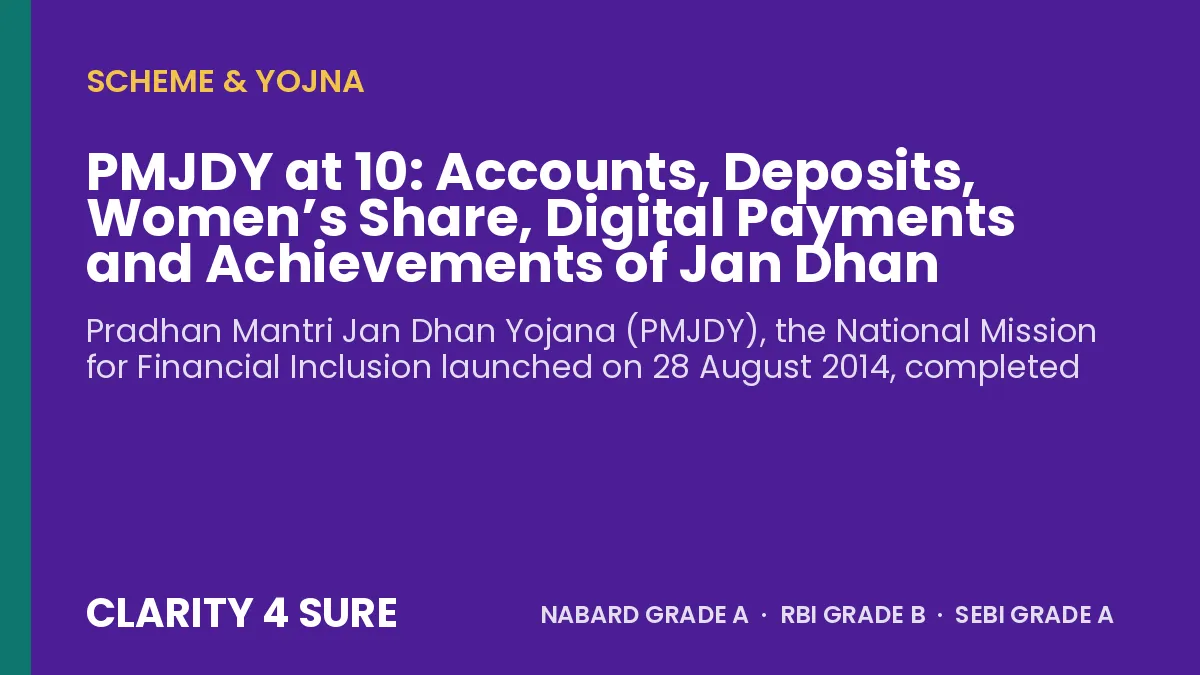 PMJDY at 10: Accounts, Deposits, Women’s Share, Digital Payments and Achievements of Jan Dhan Yojana (2014-2024)