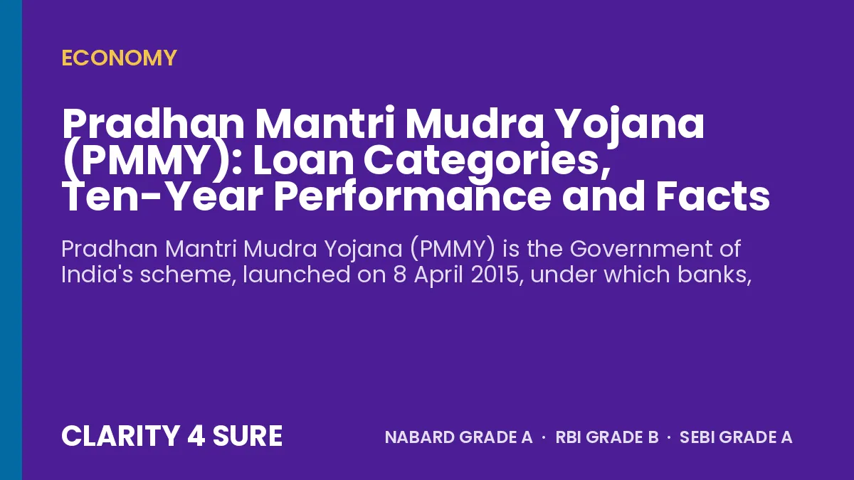 Pradhan Mantri Mudra Yojana (PMMY): Loan Categories, Ten-Year Performance and Facts