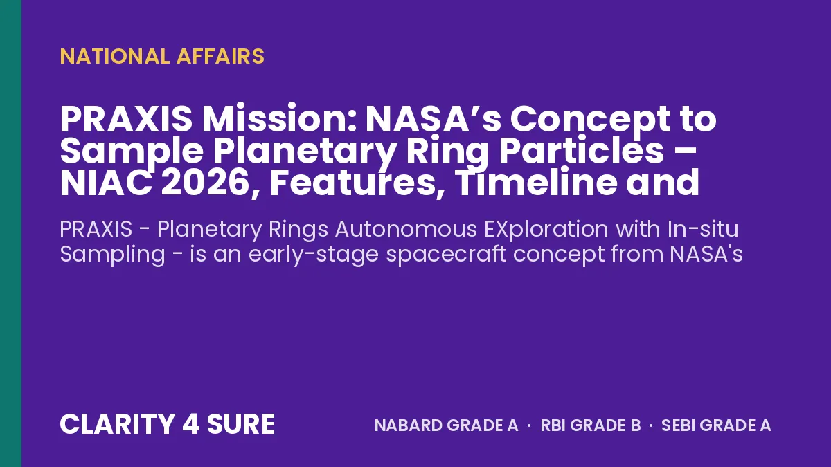 PRAXIS Mission: NASA’s Concept to Sample Planetary Ring Particles – NIAC 2026, Features, Timeline and Facts
