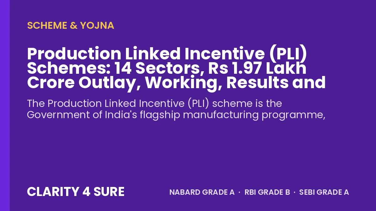 Production Linked Incentive (PLI) Schemes: 14 Sectors, Rs 1.97 Lakh Crore Outlay, Working, Results and Facts