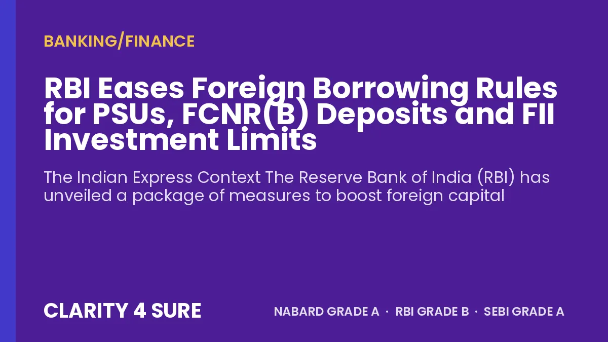 RBI Eases Foreign Borrowing Rules for PSUs, FCNR(B) Deposits and FII Investment Limits