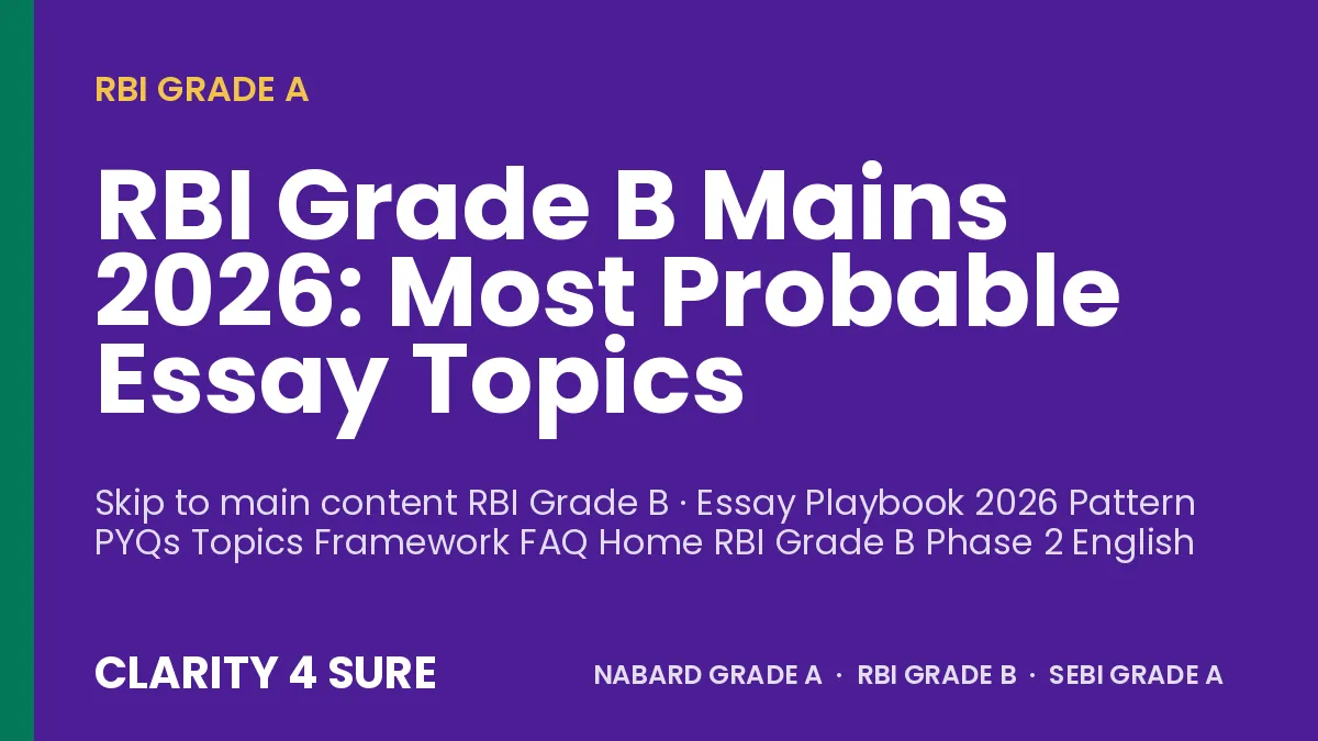 RBI Grade B Mains 2026: Most Probable Essay Topics