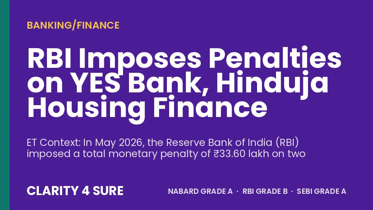 RBI Imposes Penalties on YES Bank, Hinduja Housing Finance