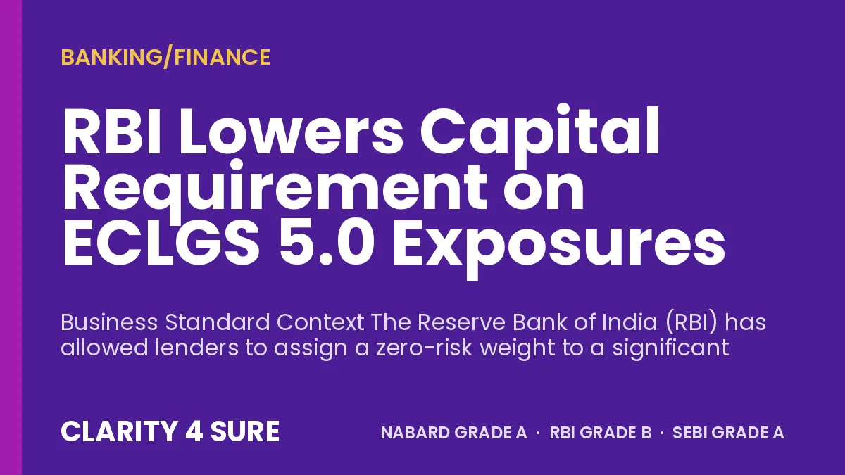 RBI Lowers Capital Requirement on ECLGS 5.0 Exposures