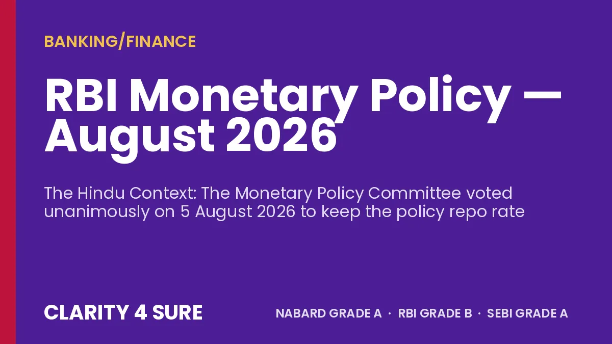 RBI Monetary Policy — August 2026