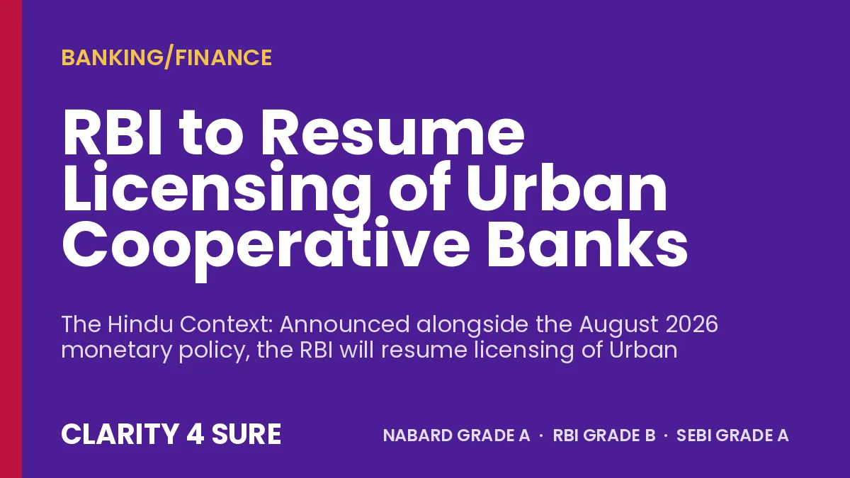 RBI to Resume Licensing of Urban Cooperative Banks