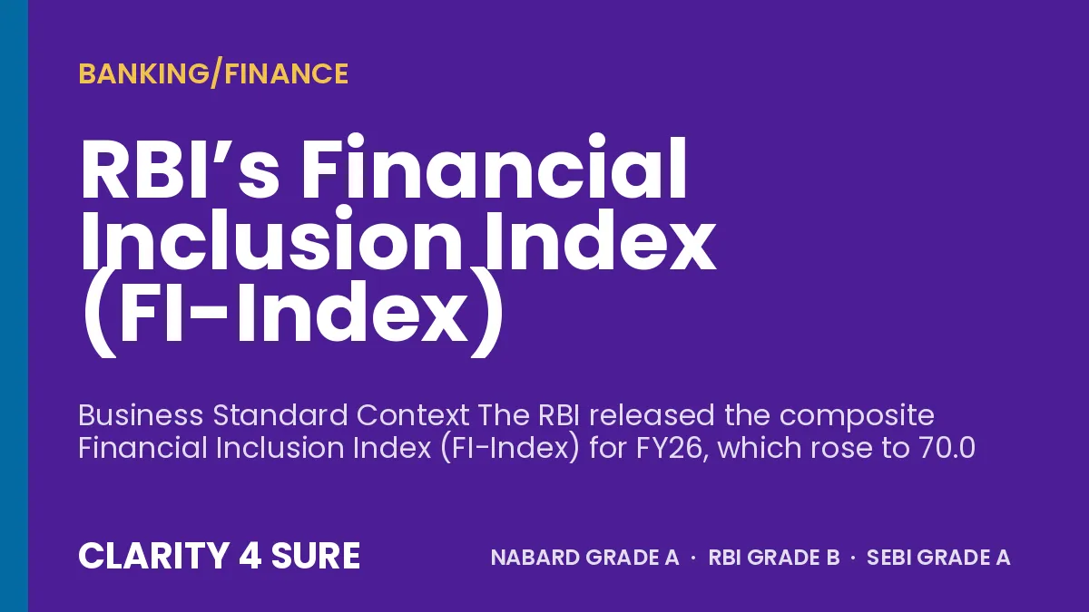 RBI’s Financial Inclusion Index (FI-Index)