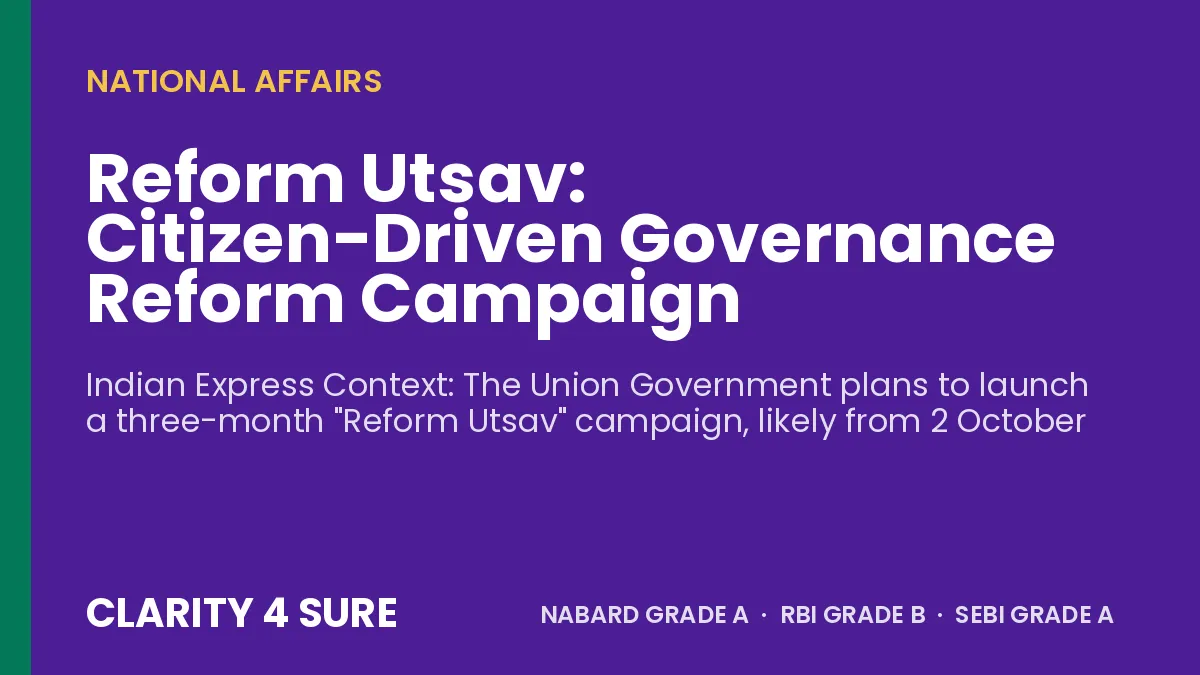 Reform Utsav: Citizen-Driven Governance Reform Campaign