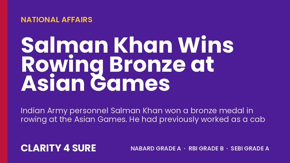 Salman Khan Wins Rowing Bronze at Asian Games