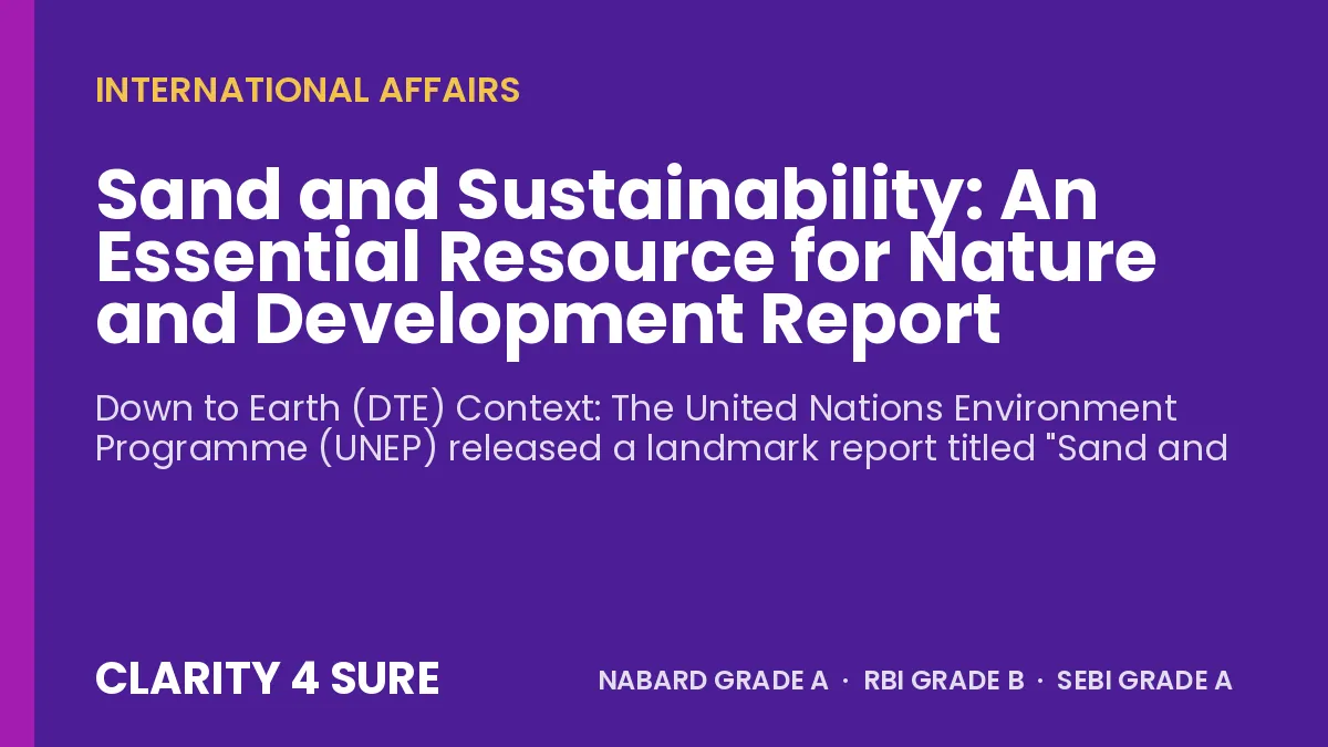 Sand and Sustainability: An Essential Resource for Nature and Development Report