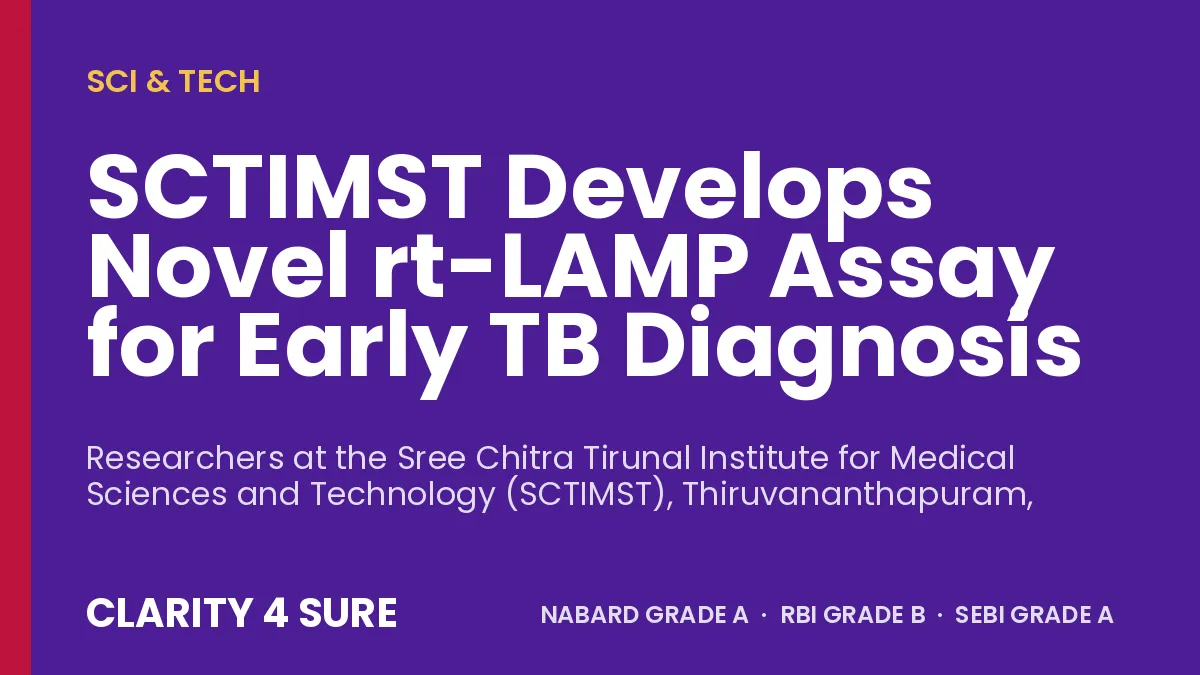 SCTIMST Develops Novel rt-LAMP Assay for Early TB Diagnosis