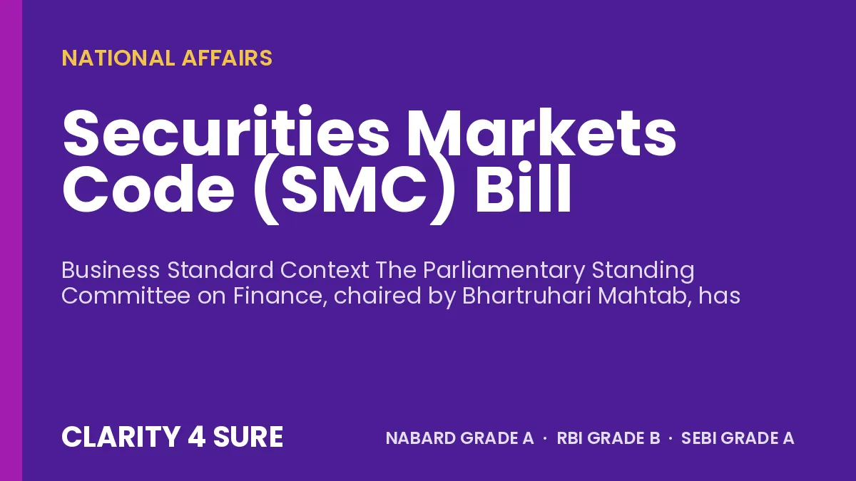 Securities Markets Code (SMC) Bill